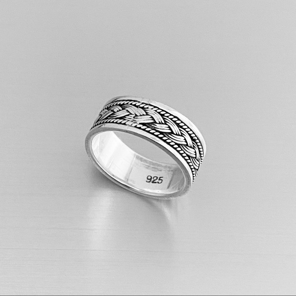 Sterling Silver Unisex Braided Band, Wedding Banbs, Silver Ring, Braid Rings - Picture 8 of 8